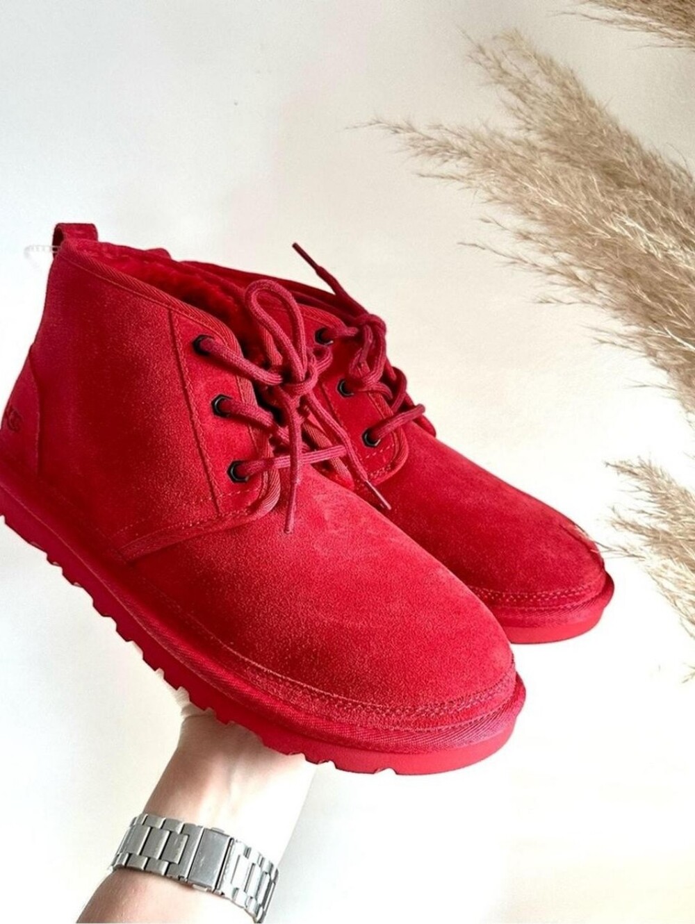 UGG Neumel Samba Red Suede Chukka Boots Men US 10/ Women Size 11 M